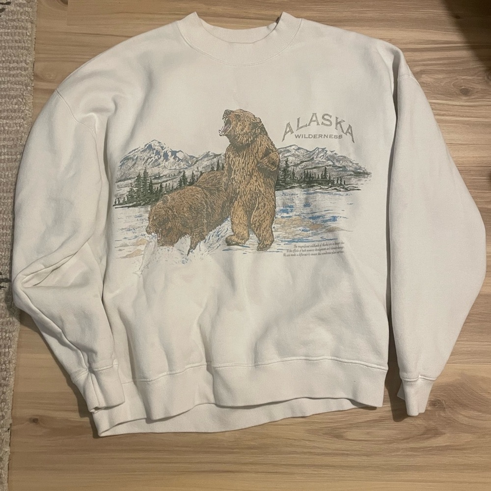 Abercrombie & Fitch White Alaska Wilderness Sweater